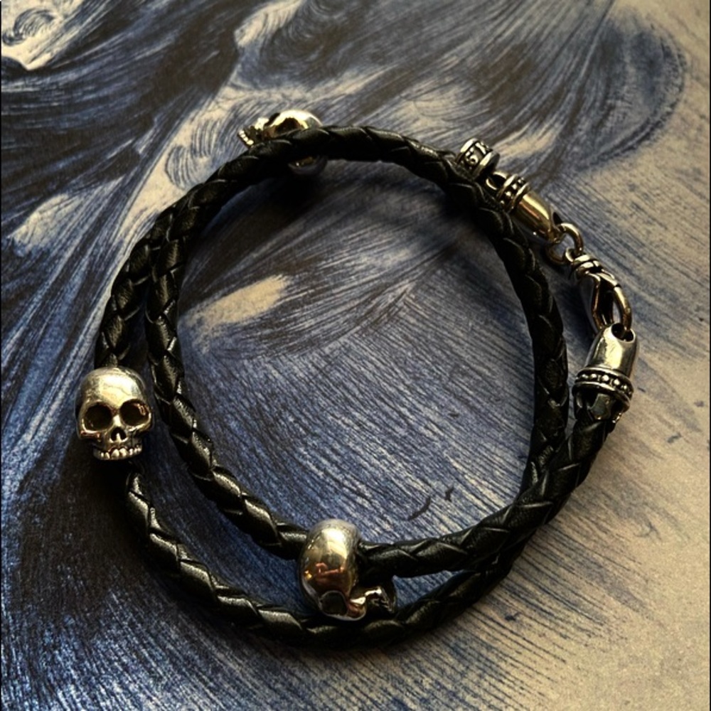 KING BABY Thin Braided Wrap Leather Bracelet